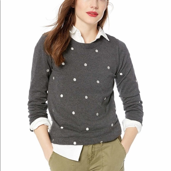NWT J.Crew silver polka dot sweater - Picture 1 of 7